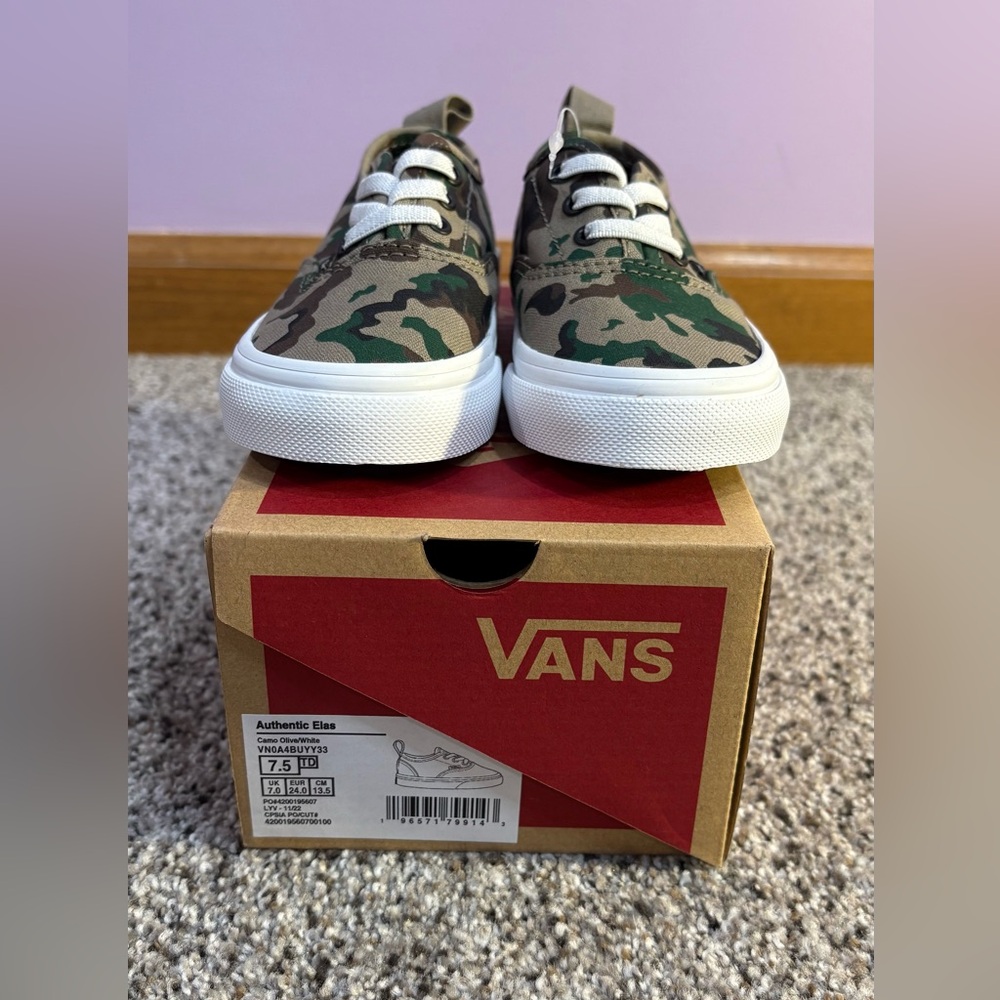 Vans Authentic Elas Camo shoes Toddler size 7.5C NIB